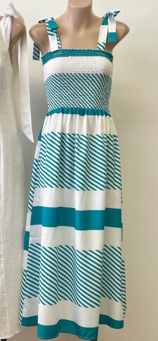 Shirring Stripe Dress - R10115 | Paradise Island